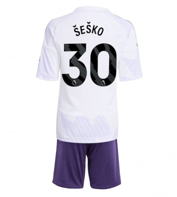 Manchester United Benjamin Sesko #30 Udebanetrøje Børn 2025-26 Kortærmet (+ Korte bukser)